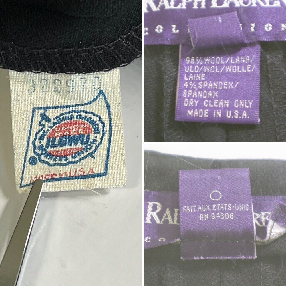 Vintage Ralph Lauren 1995 Collection Size 8 Wool Cuff Trousers Black - Picture 12 of 12